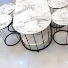 طاوله خشب بديل رخام مع 6 خدمه