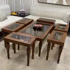 طقم طاولات ضيافة خشب سنديان