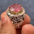 خاتم فضه ياقوت مطعم ألماس طبيعي