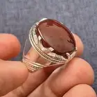 خاتم فضه كبدي فاخر بطن أحمر