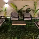 طقم كراسي خشب وحديد جلسات خارجية
