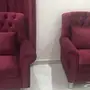 كنب جديد لون عنابي وسكري مع الخداديات 