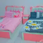 2 - سرير نوم مع فراشين مع لحاف ومخاد