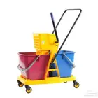 عربة نظافة مع عصارة مزدوجة 60 لتر قاعدة بلاستيك