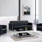 كنب جلد أسود فخم للمكاتب والاستقبال