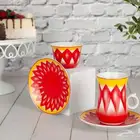 طقم شاي وقهوة نقش غضار احمر