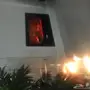مدفأه بديكور خشبي 