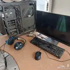 PC Screen mouse keyboard and headphone