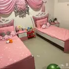 2single bed  baby crib and wooden kitchen