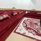 كنب لون احمر للمجالس 3 زاوية لمساحة 60 متر