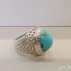 خاتم تحفة من الفيروز بفضة ثقيلة عيار 925