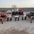 كراسي صبغ ناري مع جلسات شعبية