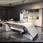 مكتب رئيس مدير طقم ابيض تصميم مميز أنيق فاخر جدا 240سم