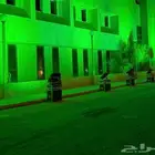 قوس بالونات لليوم الوطني واضاءات باللون الاخضر