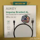 كيبل من شركة AUKEY الاصلية للايفون اللون اسود