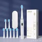 عرض توفيري فرشاة اسنان كهربائية مع 8 روؤس ومحفظة