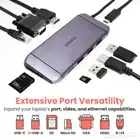 محول USB-C متعدد 9 منافذ يدعم 4K وشحن 100 واط