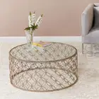 طاولة دائرية زجاج وحديد فضي نادرة - من هوم سنتر حالة ممتازة