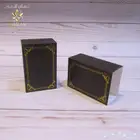 علبة إهداء تولة خشبي-بني غامق بنقش ذهبي