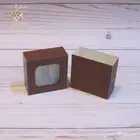 علبة إهداء ربع تولة شباك مربع خشبي - بني
