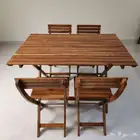 طقم جلسة حديقة 4 أشخاص خشب ريفي