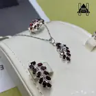 طقم فضة عيار 925 - إيطالي - بفصوص ياقوت أحمر صناعي وزركون