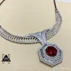 طقم فضه ( Silver ) نسائي عيار 925 ياقوت أحمر و زركون امريكي