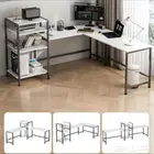 مكتب طاوله كمبيوتر عملي زاوية بيضا على شكل حرف L