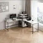 مكتب طاوله كمبيوتر عملي زاوية بيضا على شكل حرف L