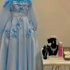 فستان فخم و انيق سماوي ازرق و ترند أخت العروسه