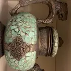 انتيك فازات برونز فيروزي اللون ابريق قديم