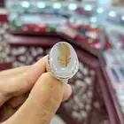 عقيق يماني مشجر واضح طبيعي على فضه نقيه