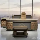 مودرن مكتب فخم طقم كامل جلد 220سم 240سم مع كنب و كراسي