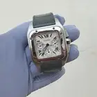 ساعه كارتير سانتوس اصليه جلد تمساح طبيعي اكبر مقاس 41