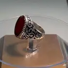 عقيق يمني احمر فضه عيار 925