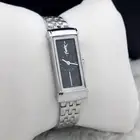 ساعة يد نسائية مستطيلة من إيف سان لوران بلونين  ذهبي وفضي.