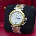 ساعة كارتييه باشا كلاسيكية بتصميمها الدائري وغطاء التاج