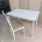 طاولة طعام خشب ماليزي ابيض مع 4 كرسي