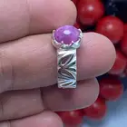 خاتم فضه يدوي بياقوت طبيعي