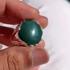 خاتم فضة بحجر العقيق اليماني الاخضر صياغة غلام