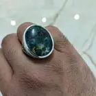 خاتم فضة عقيق يماني طحلبي صياغة عارف