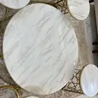 طاوله رخاميه ذهبي مع اربع خدمات - مدخل رخامي ذهبي