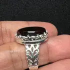 خاتم فضة صياغة منشار حجازي يدوي فص جزع يماني ملوكي