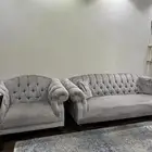 كنب ثلاث قطع مع مخادها شبه جديد