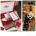 بوكس رجالي قماش وشماغ كارتير كبك وقلم ومسبحه بالاسم