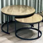 طقم طاولات قهوة خشبية دائرية (قطعتين) KRESLO   كريسلو