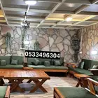جلسات خارجية كراسي طاولات اطقم طقم كامل خشب حديد جاهز تفصيل